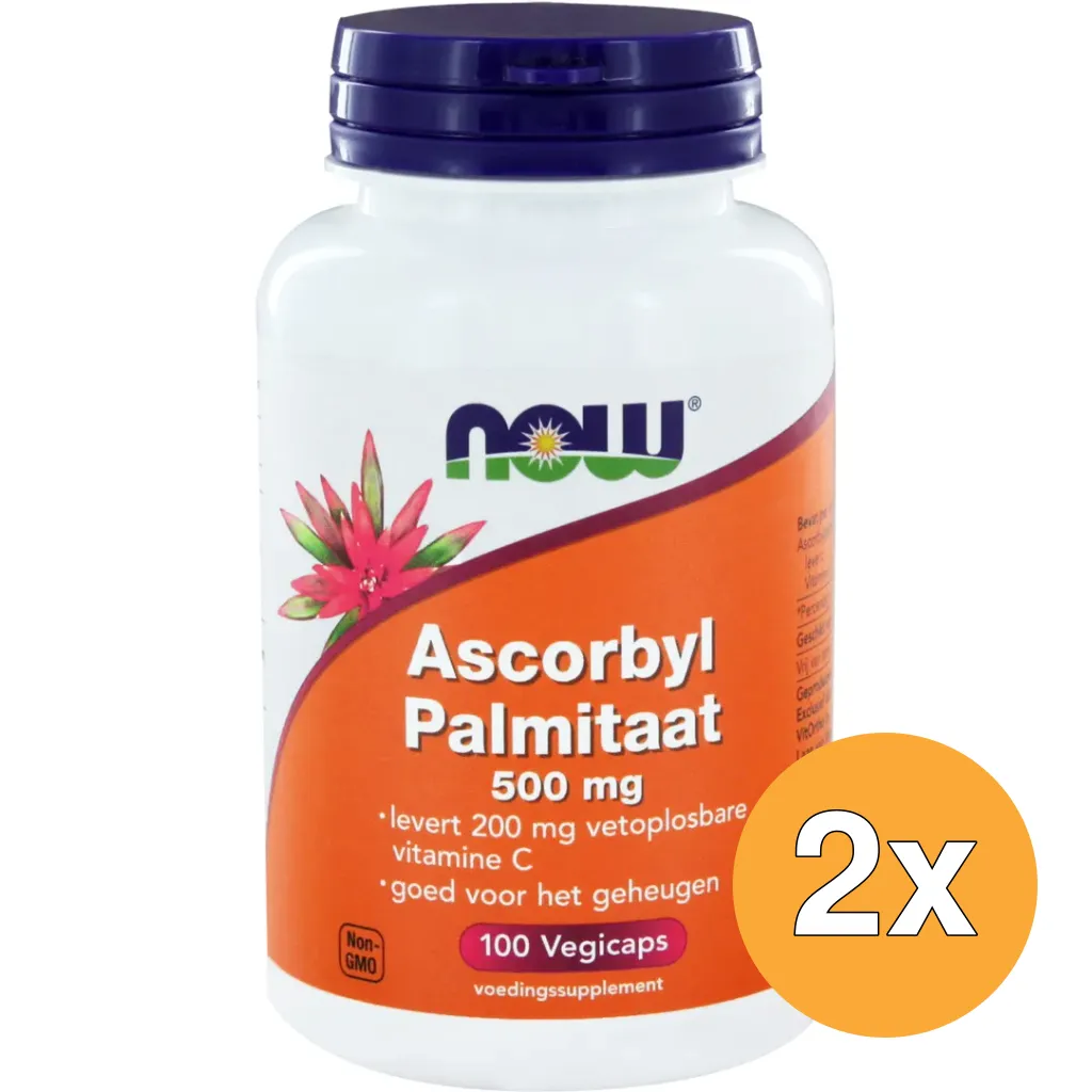 2x Now Ascorbyl palmitaat 500 mg (100 vega capsules)