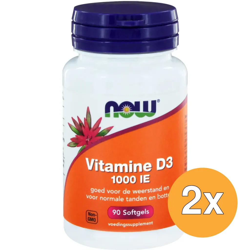 2x Now Vitamine D3 1000IE (90 softgels)