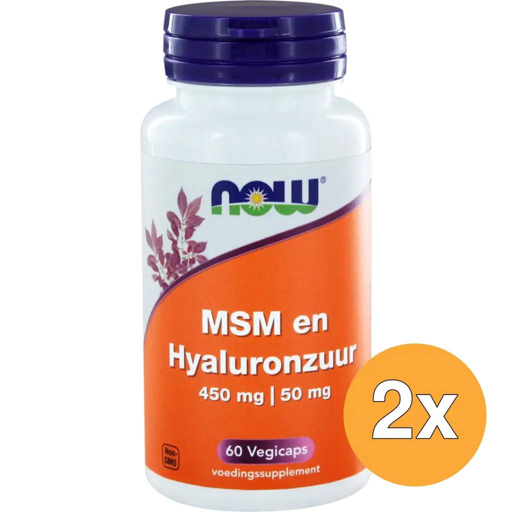 2x Now Msm 450 Mg En Hyaluronzuur 50 Mg (60 vega capsules)