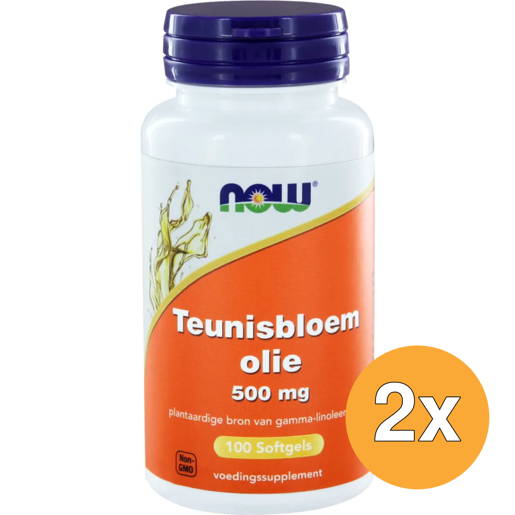 2x Now Teunisbloemolie 500 Mg (100 softgels)