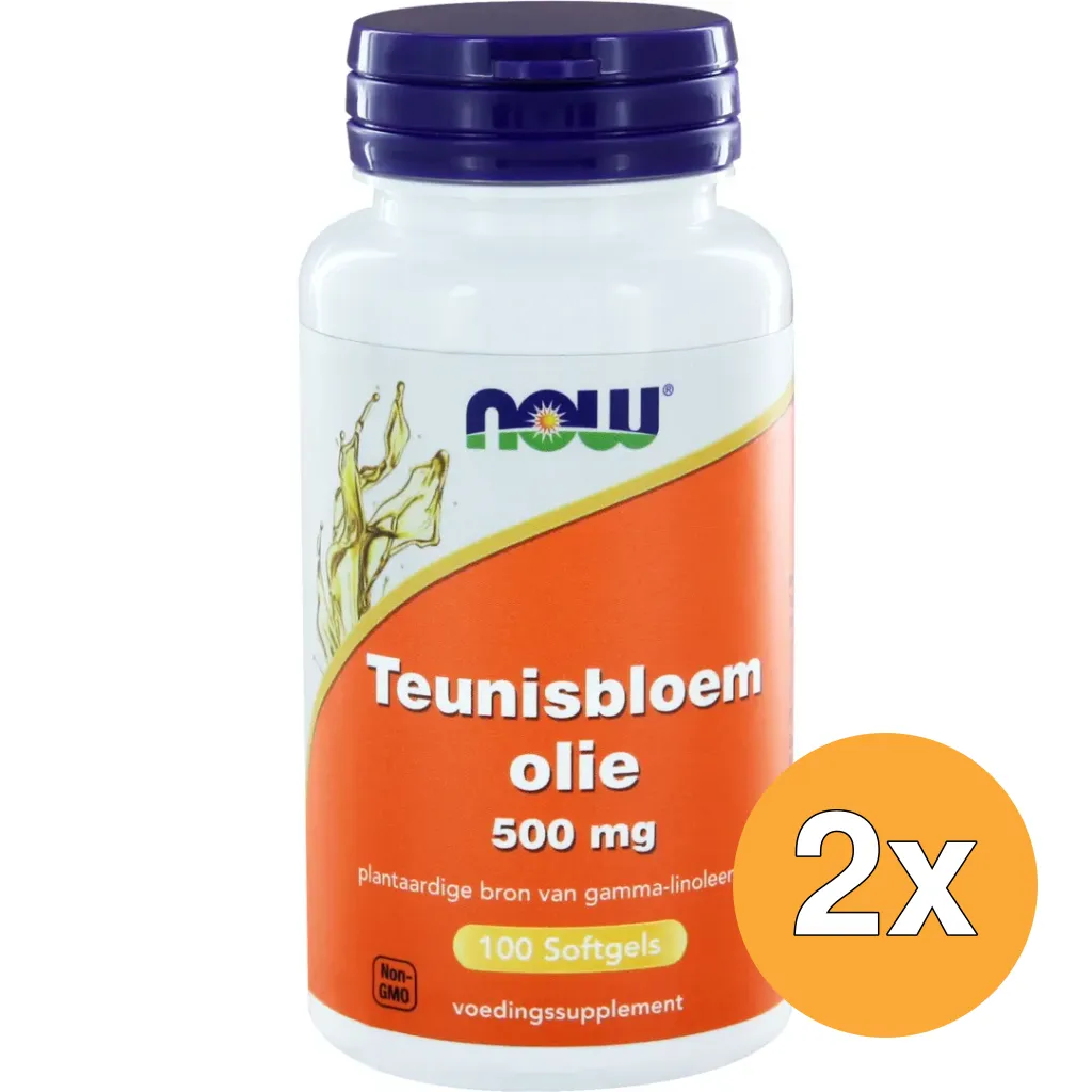 2x Now Teunisbloemolie 500 Mg (100 softgels)