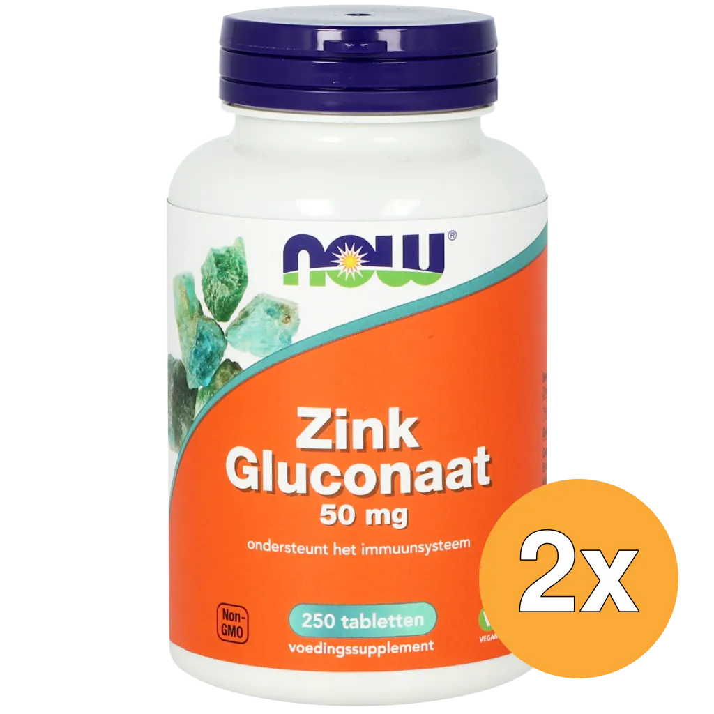 2x Now Zink Gluconaat 50 mg (250 tabletten)