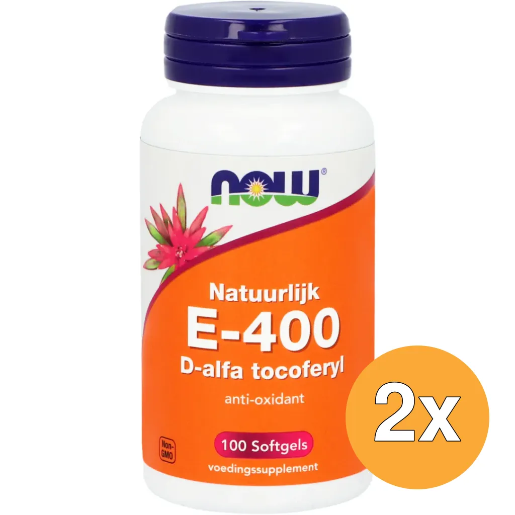 2x Now Vitamine E-400 d-alfa tocoferyl (100 softgels)
