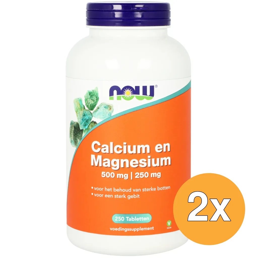 2x Now Calcium 500 mg en Magnesium 250mg (250 tabletten)