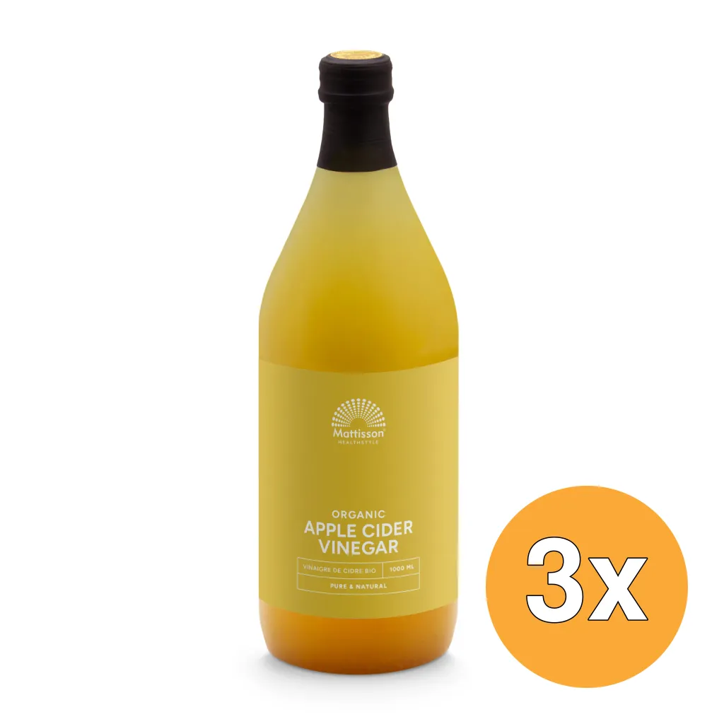3x Mattisson Organic Apple Cider Vinegar Pure Bio (1000 ml)