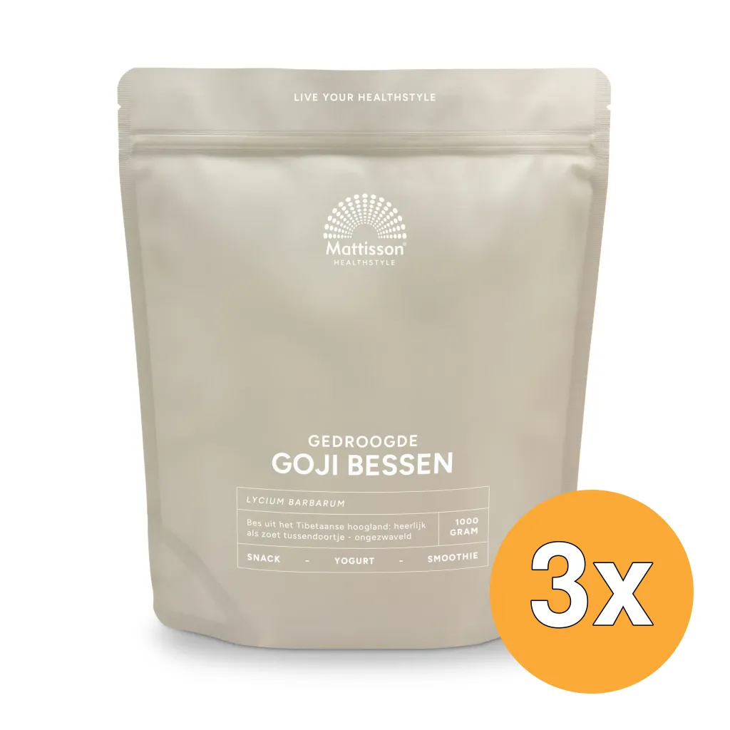 3x Mattisson Bessen Goji Gedroogd Zak (1000 gr)