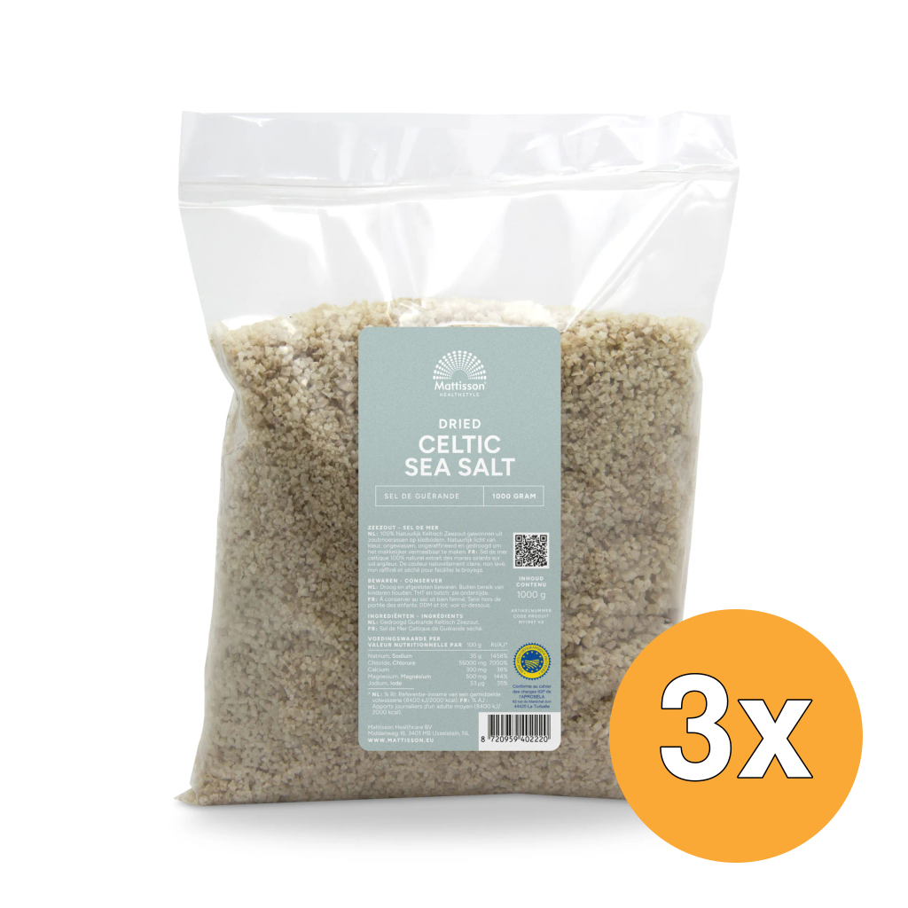 3x Mattisson Gedroogde Keltisch Zout (1000 gr)