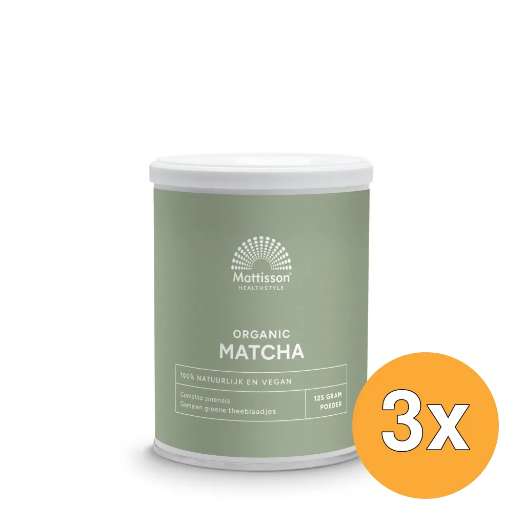 3x Mattisson Matcha Powder Poedergreen Tea Bio (125 gr)