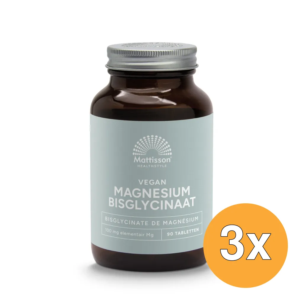 3x Mattisson Magnesium Bisglycinaat 100Mg Taurine (90 tabletten)