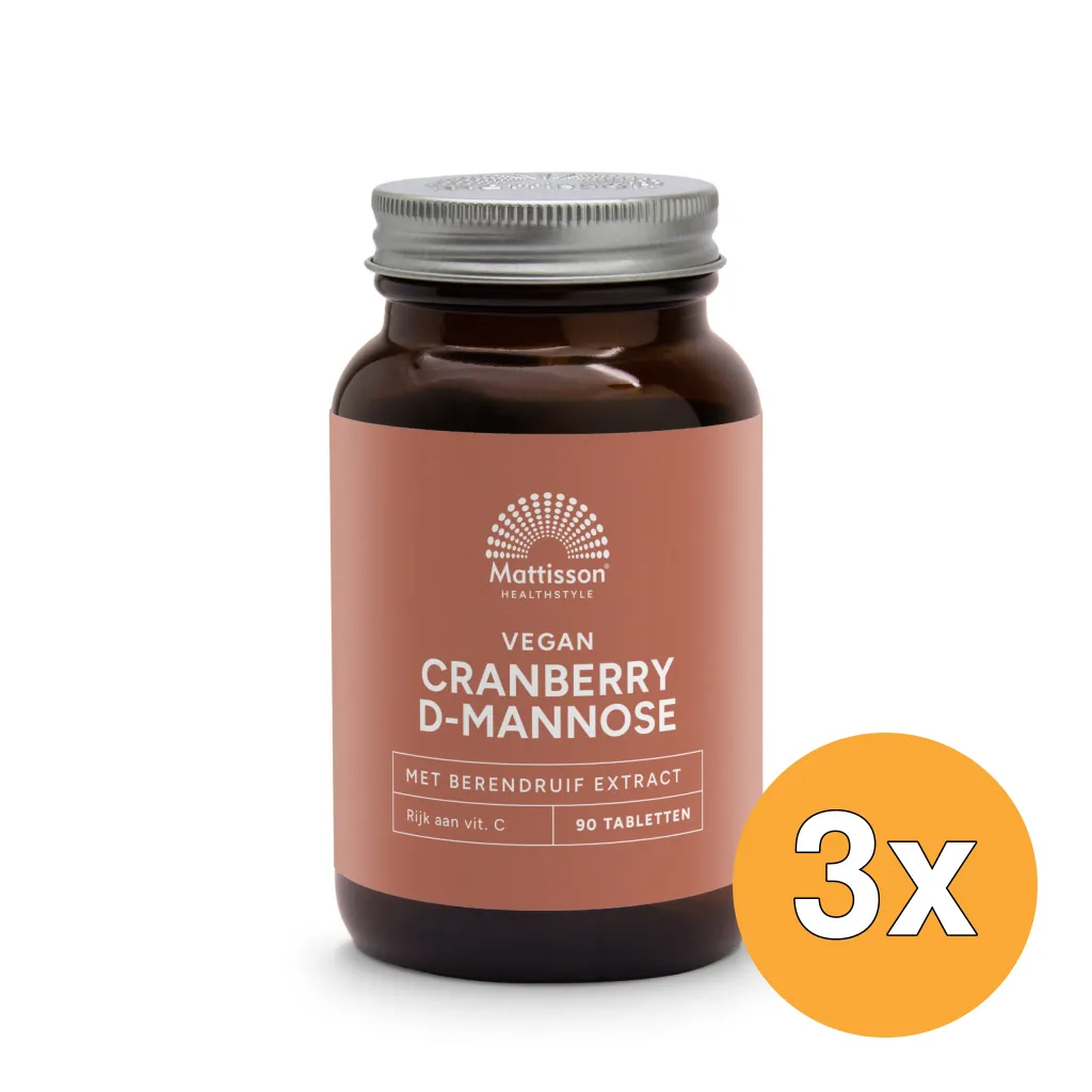 3x Mattisson Cranberry D-Mannose Met Berendruif Extract (90 tabletten)