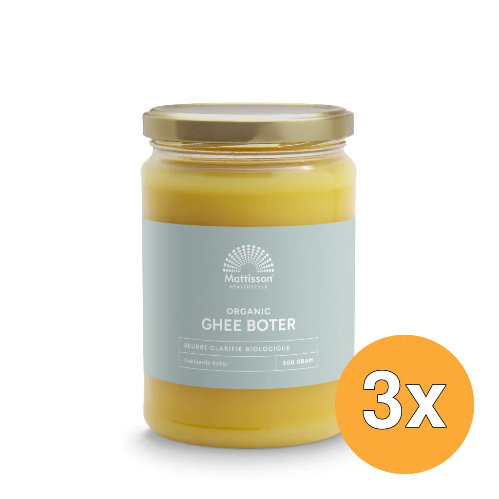 3x Mattisson Ghee Geklaarde Boter Bio (500 gr)
