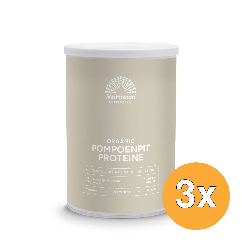 3x Mattisson Vegan Pompoenpit Proteine 58% Bio (250 gr)