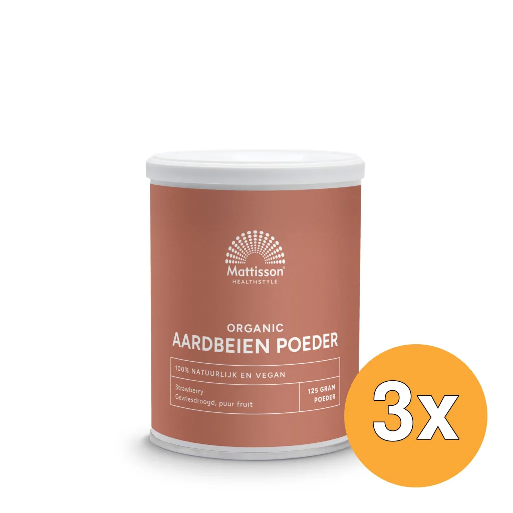 3x Mattisson Biologische Aardbeien Poeder Gevriesdroogd (125 gr)