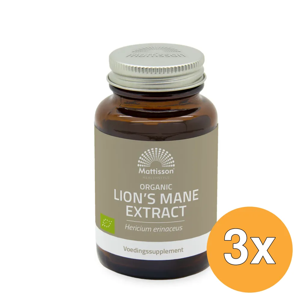 3x Mattisson Biologische Lion’S Mane Extract 500 Mg (60 capsules)