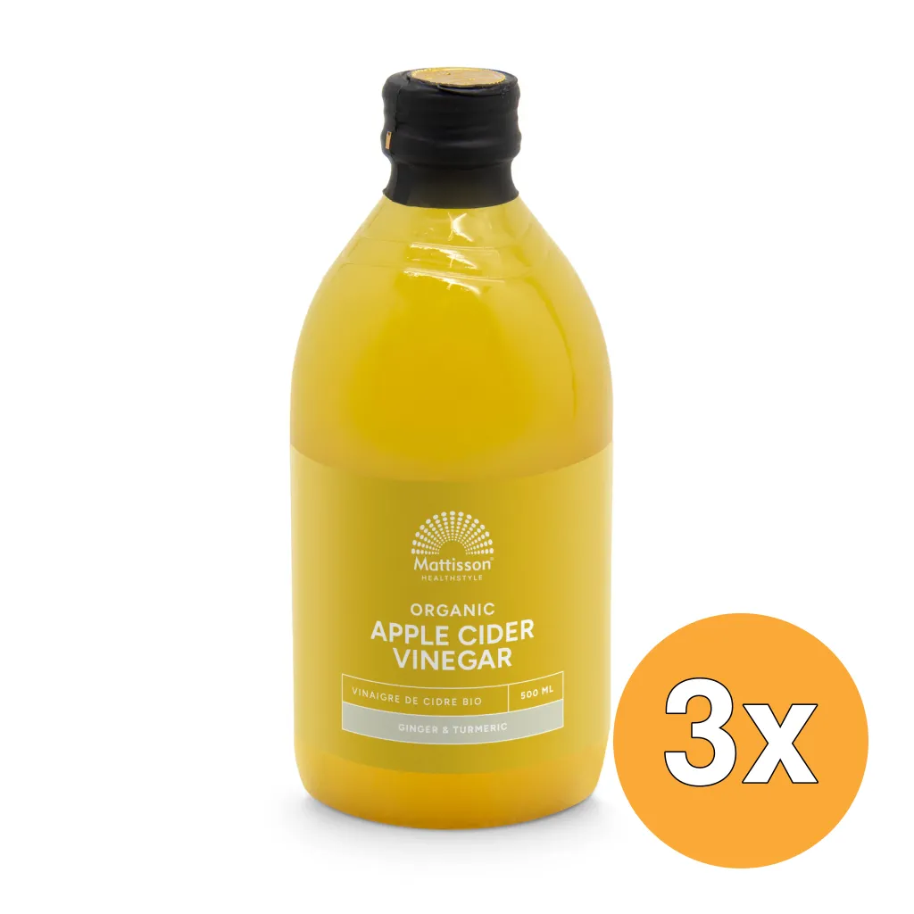 3x Mattisson Organic Apple Cider Vinegar Ginger Bio (500 ml)