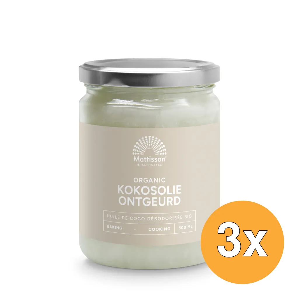 3x Mattisson Kokosnootolie Geurloos Bio (500 gr)