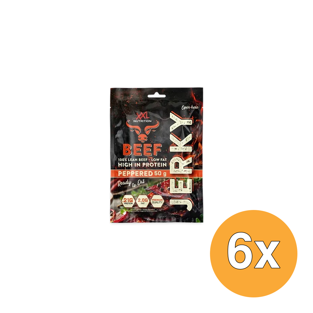 6x XXL Nutrition Beef Jerky - Peppered (50 gram)