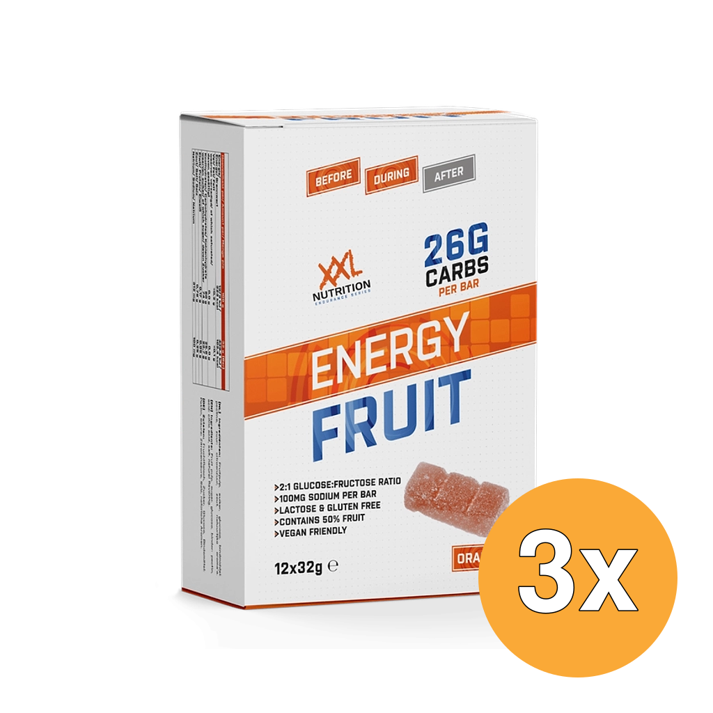 3x XXL Nutrition Energiereep Fruit Orange (12 X 32 gr)