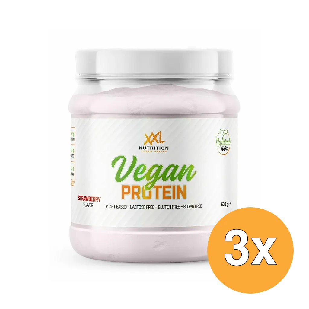 3x XXL Nutrition Vegan Protein Aardbei (500 gr)