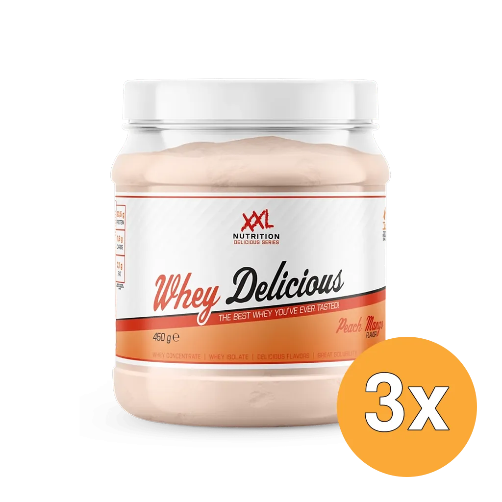 3x XXL Nutrition Whey Delicious Perzik / Mango (450 gr)