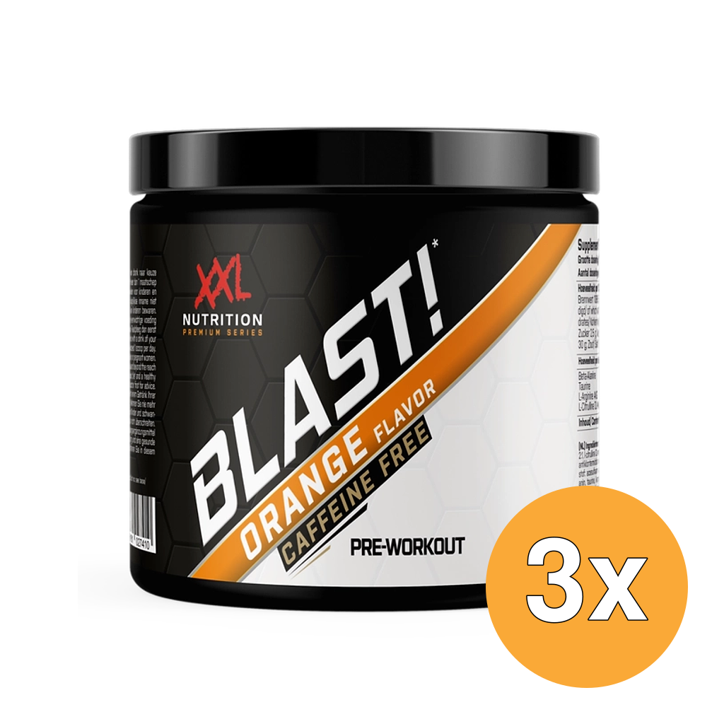 3x XXL Nutrition Blast! Pre Workout Orange (Cafeïnevrij) (300 gr)