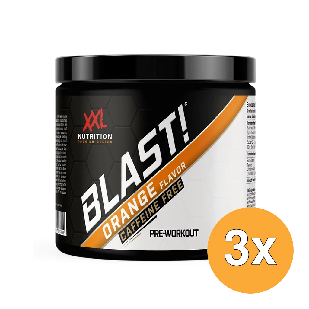 3x XXL Nutrition Blast! Pre Workout Orange (Cafeïnevrij) (300 gr)