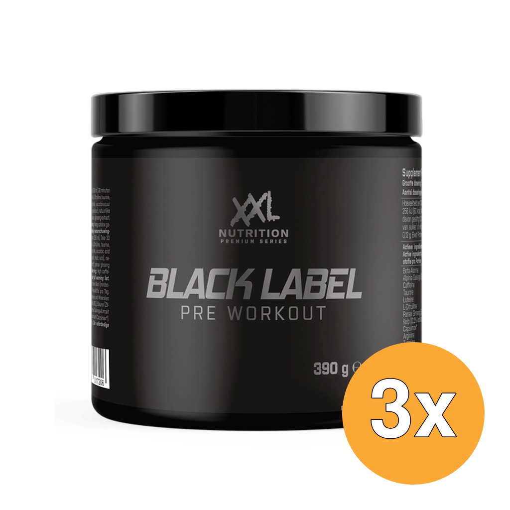 3x XXL Nutrition Black Label Pre Workout Raspberry (390 gr)