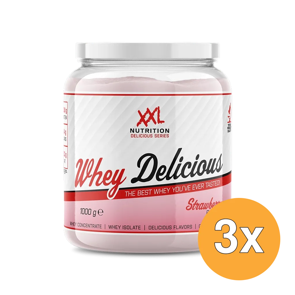 3x XXL Nutrition Whey Delicious Aardbei (1000 gr)