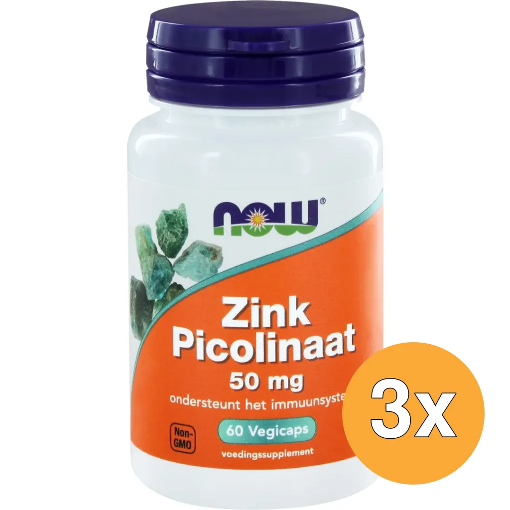 3x Now Zink picolinaat 50mg (60 vega capsules)