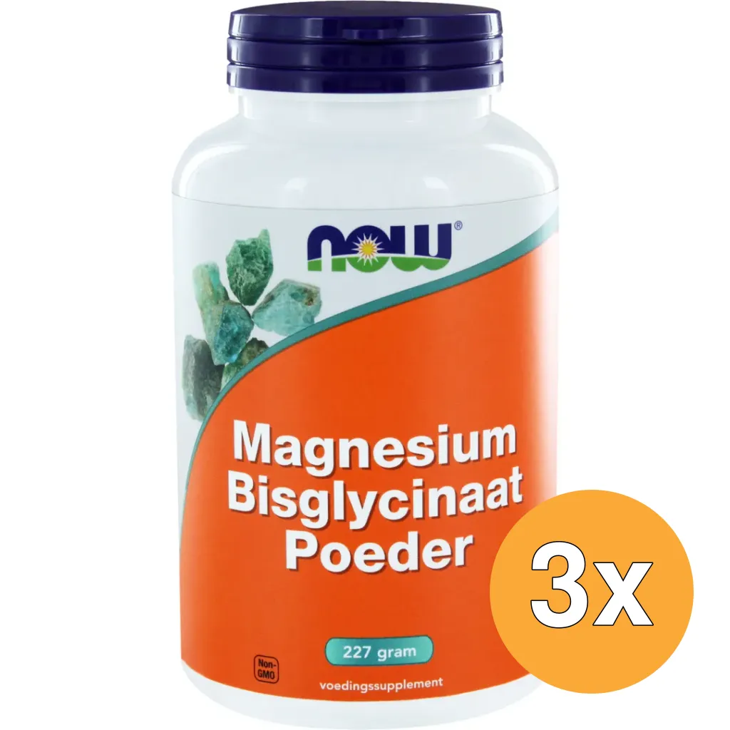3x Now Magnesium bisglycinaat poeder (227 gr)