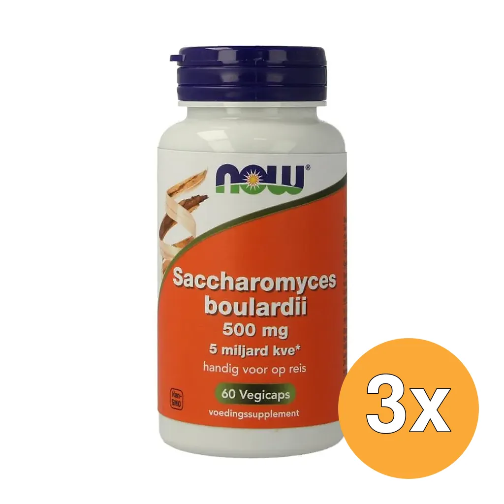 3x Now Saccaromyces boulardii 500mg (60 vega capsules)