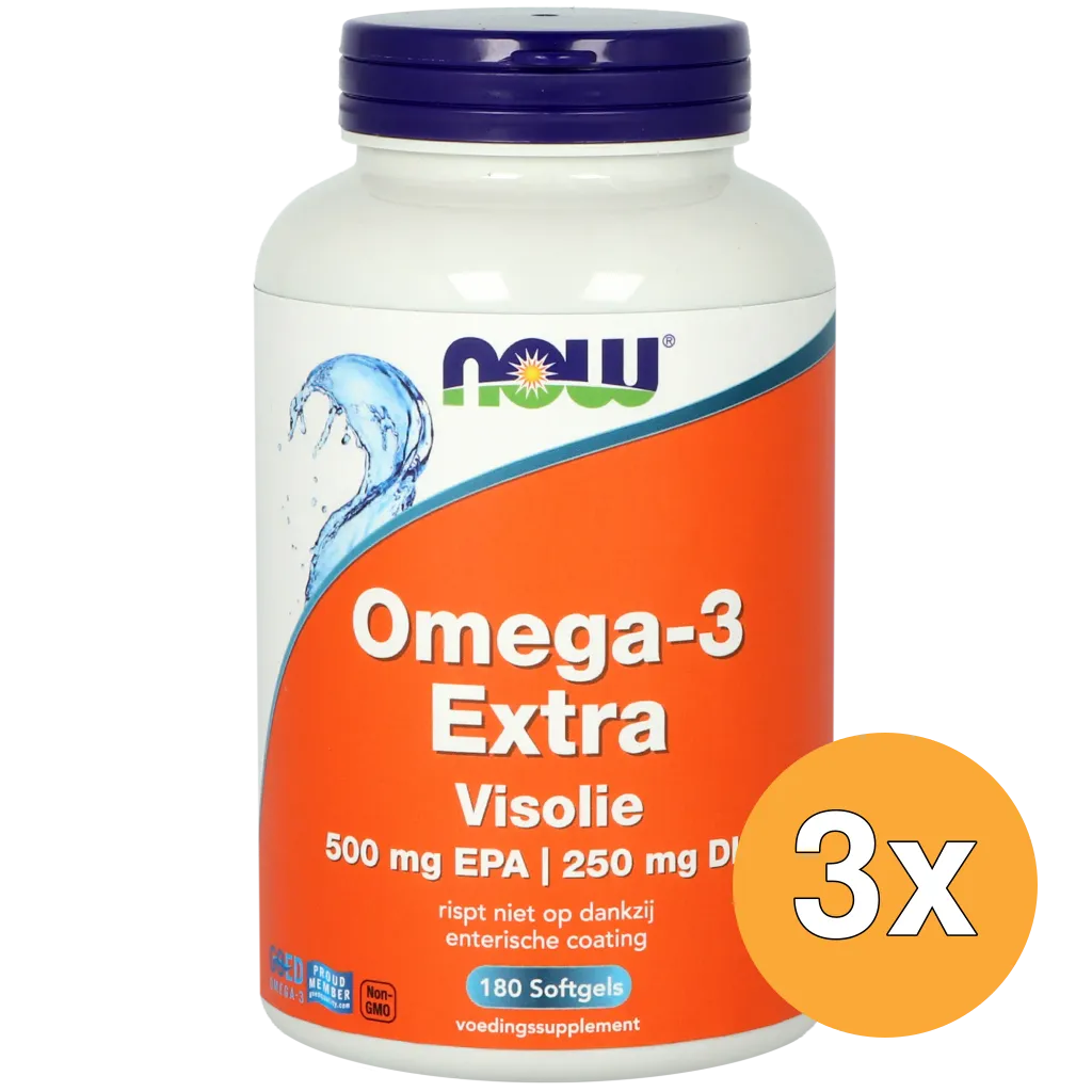 3x Now Omega-3 Extra Visolie 500 mg EPA 250 mg DHA (180 softgels)