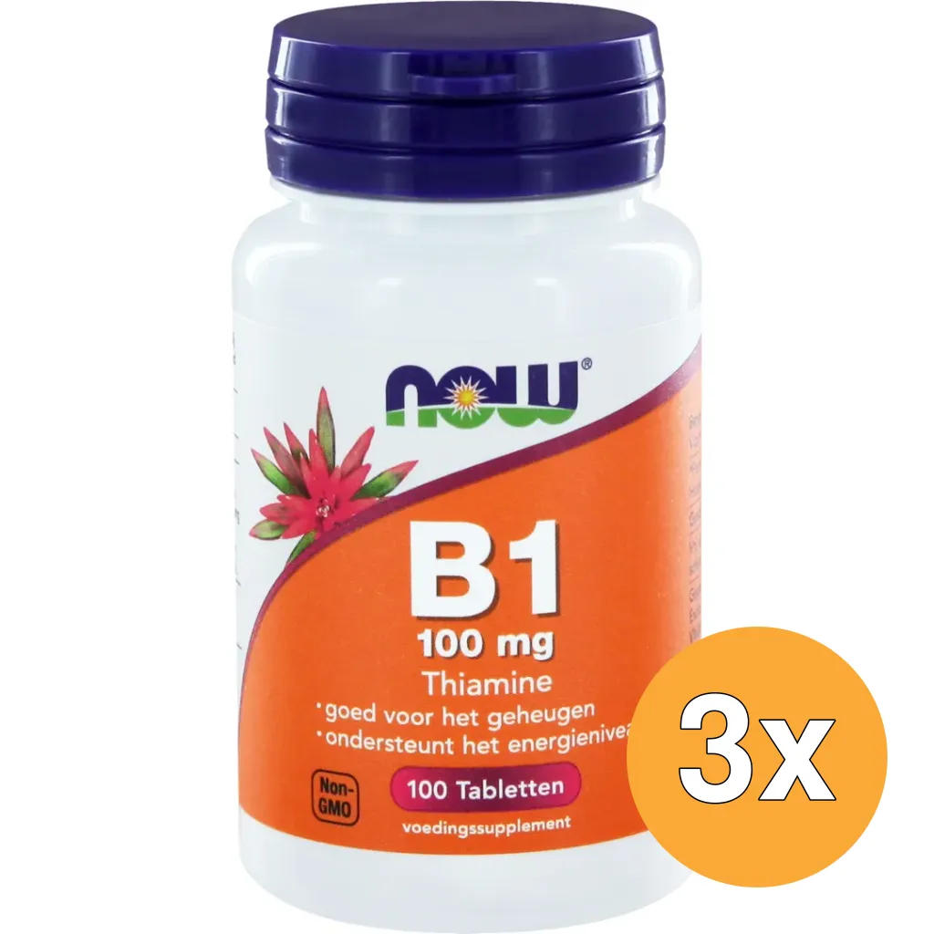 3x Now Vitamine B1 100 mg (100 tabletten)