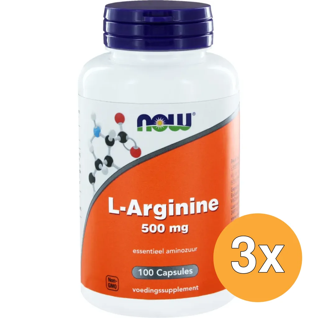 3x Now L-Arginine 500 mg (100 capsules)