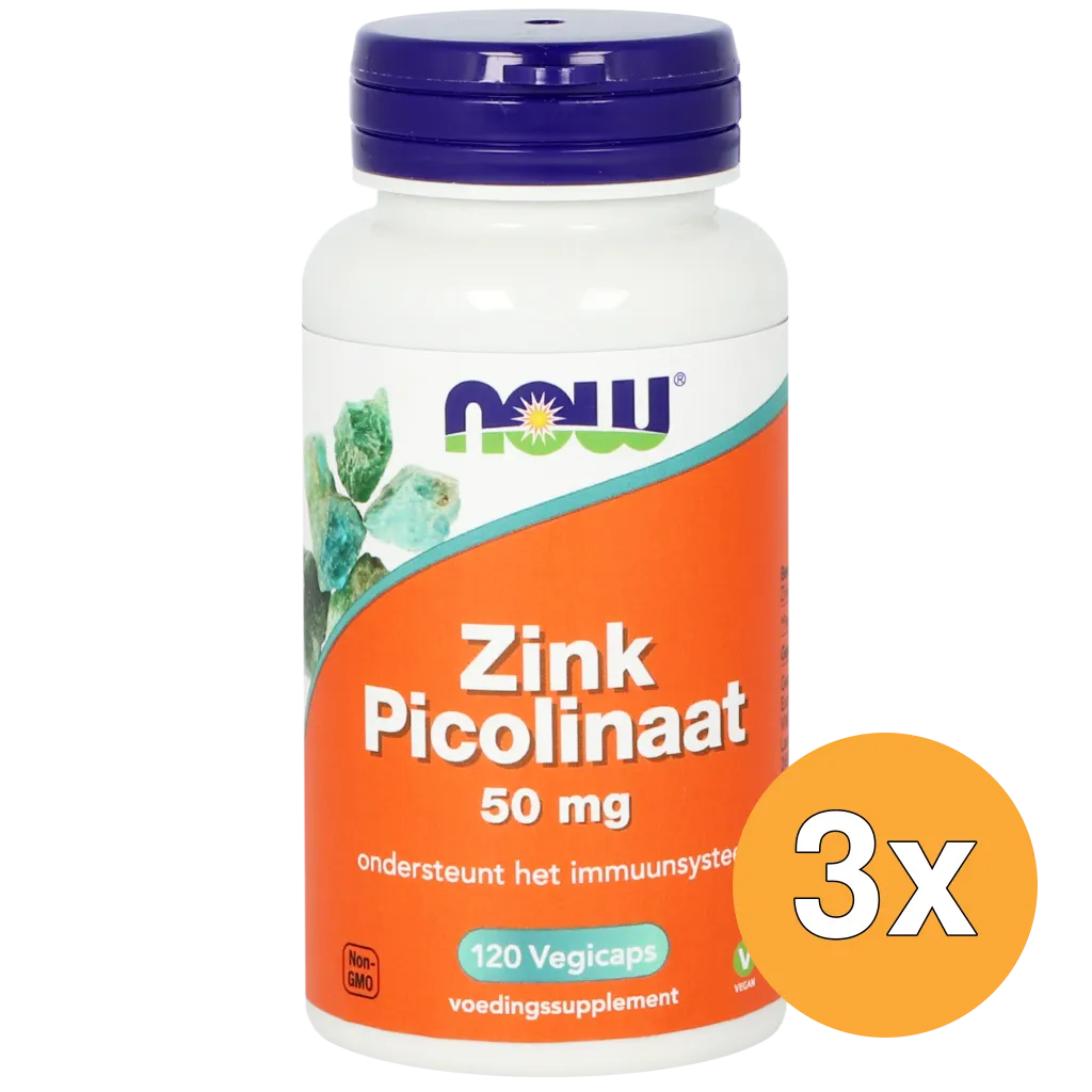 3x Now Zink Picolinaat 50 mg (120 vega capsules)