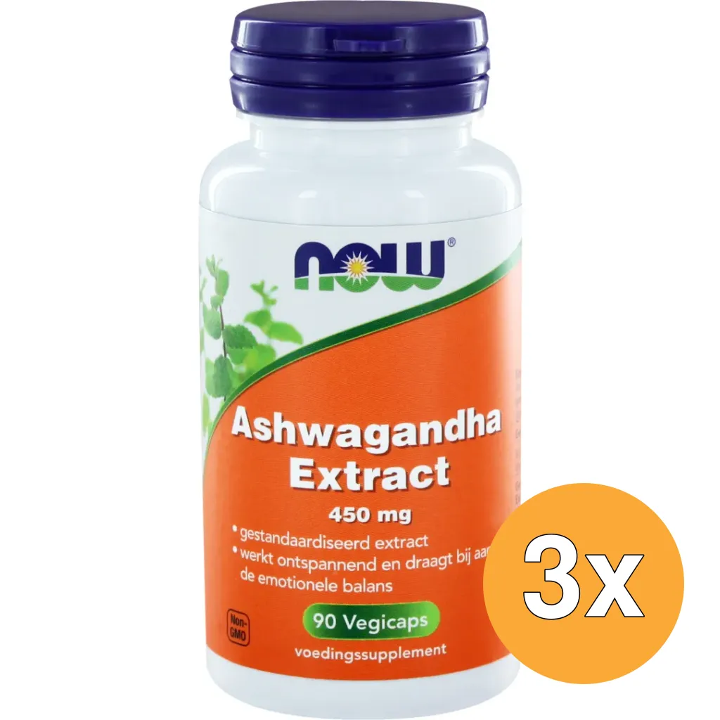 3x Now Ashwagandha Extract 450 Mg (90 vega capsules)
