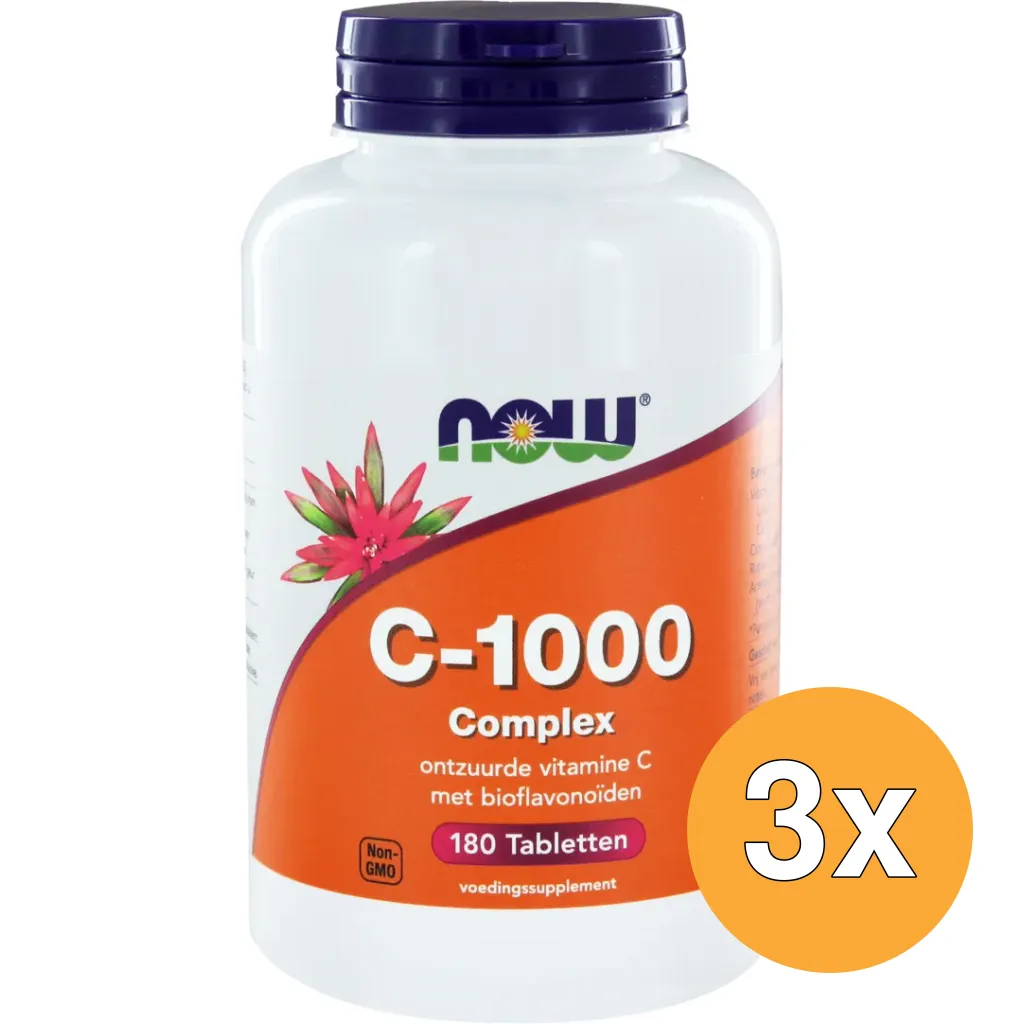 3x Now Vitamine C 1000 mg complex (180 tabletten)