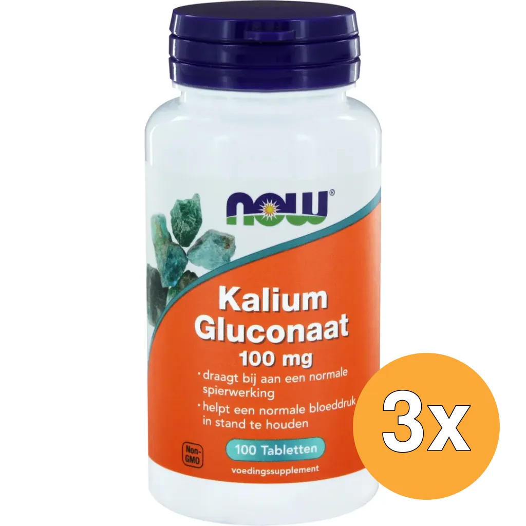 3x Now Kalium gluconaat 100 mg (100 tabletten)