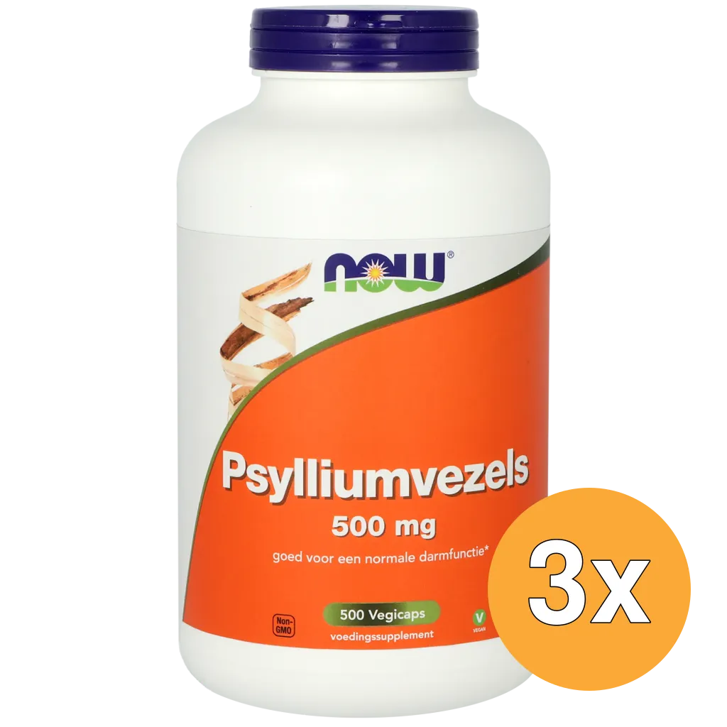 3x Now Psylliumvezels 500 mg (500 vega capsules)