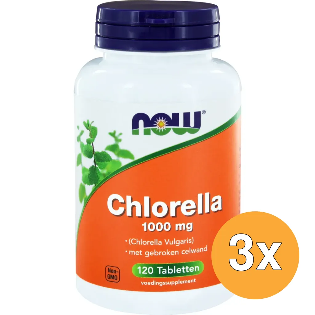 3x Now Chlorella 1000 mg (120 tabletten)
