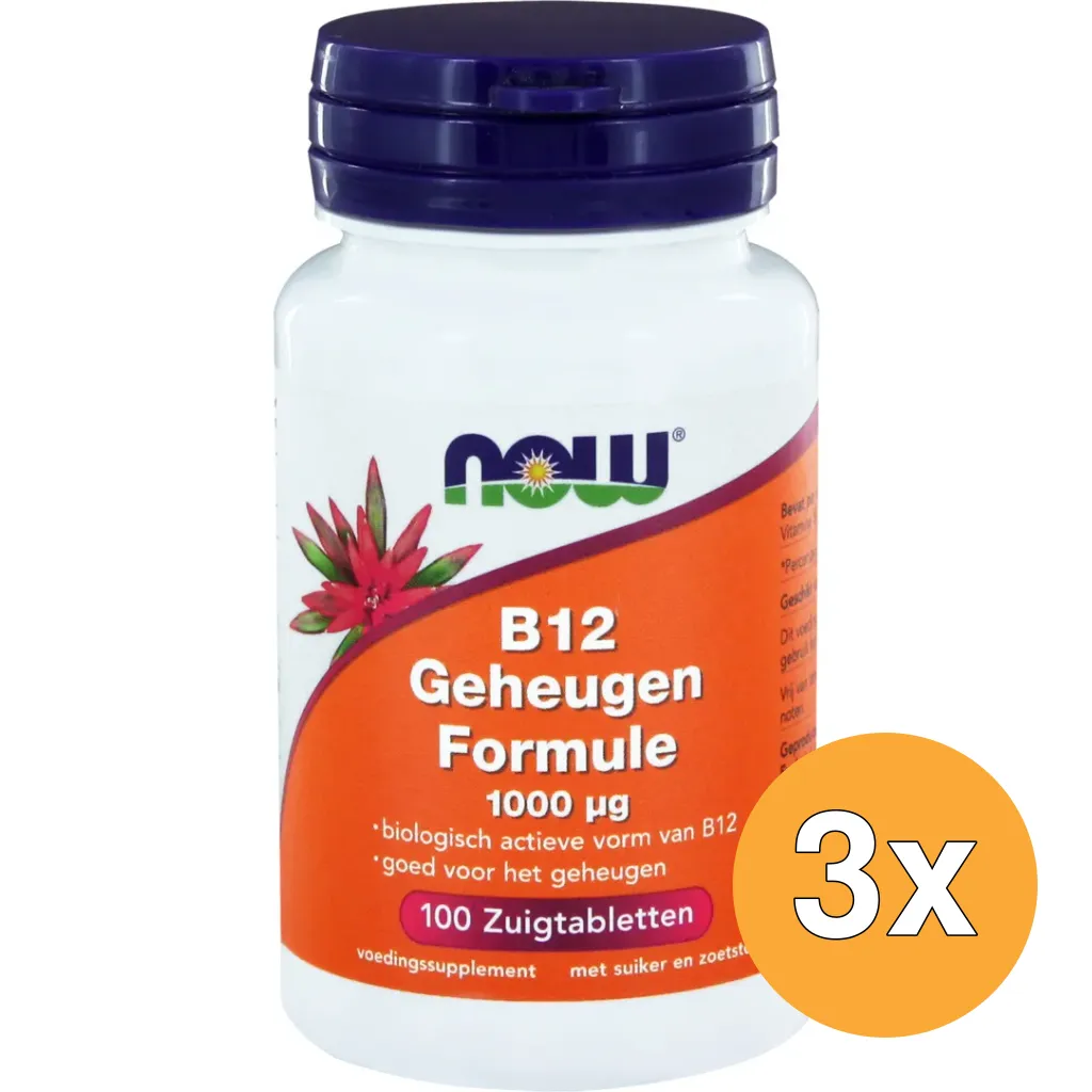 3x Now Vitamine B12 geheugenformule 1000 mcg (100 zuigtabletten)