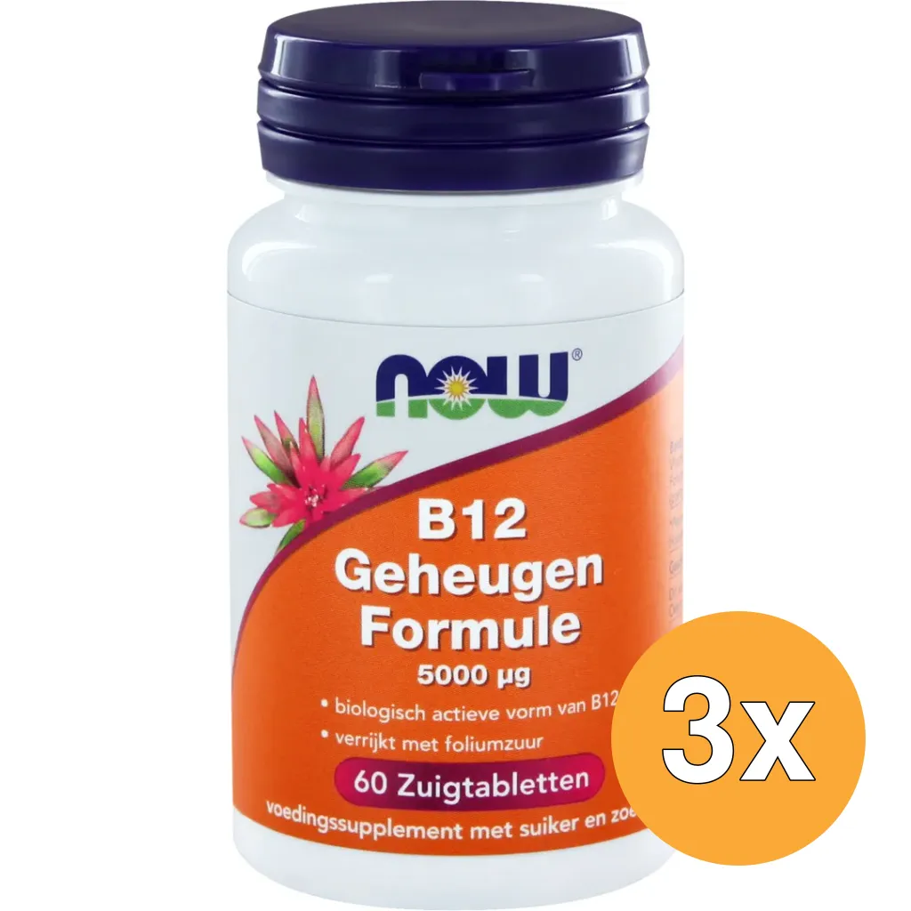 3x Now Vitamine B12 geheugenformule 5000 mcg (60 zuigtabletten)