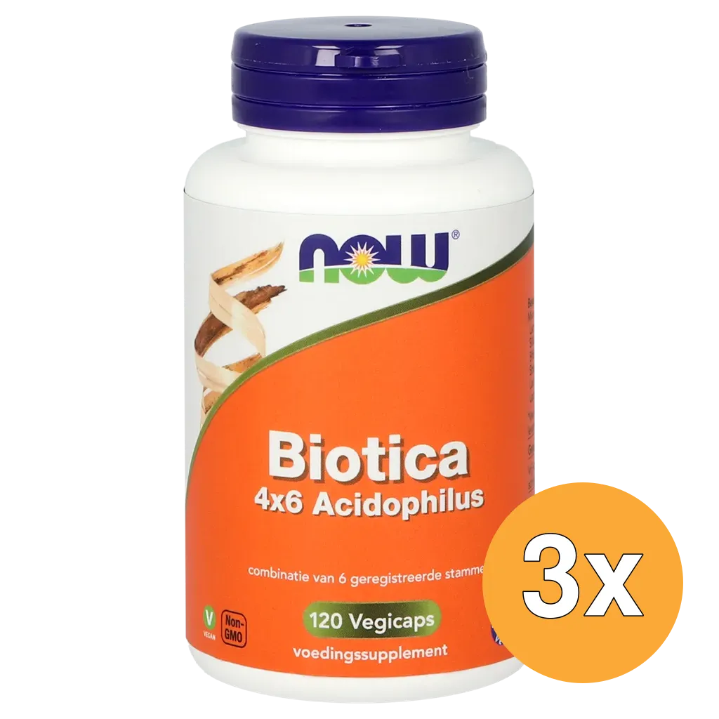 3x Now Biotica 4X6 Acidophilus (120 vega capsules)