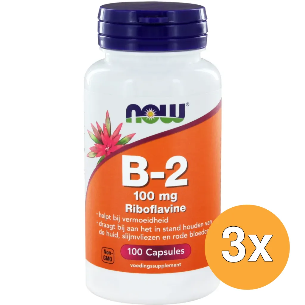 3x Now Vitamine B2 100 mg (100 capsules)