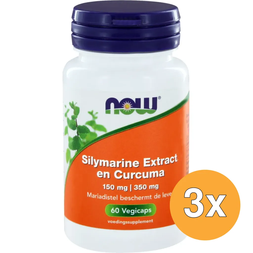 3x Now Silymarine/mariadistel extract en curcuma (60 vega capsules)
