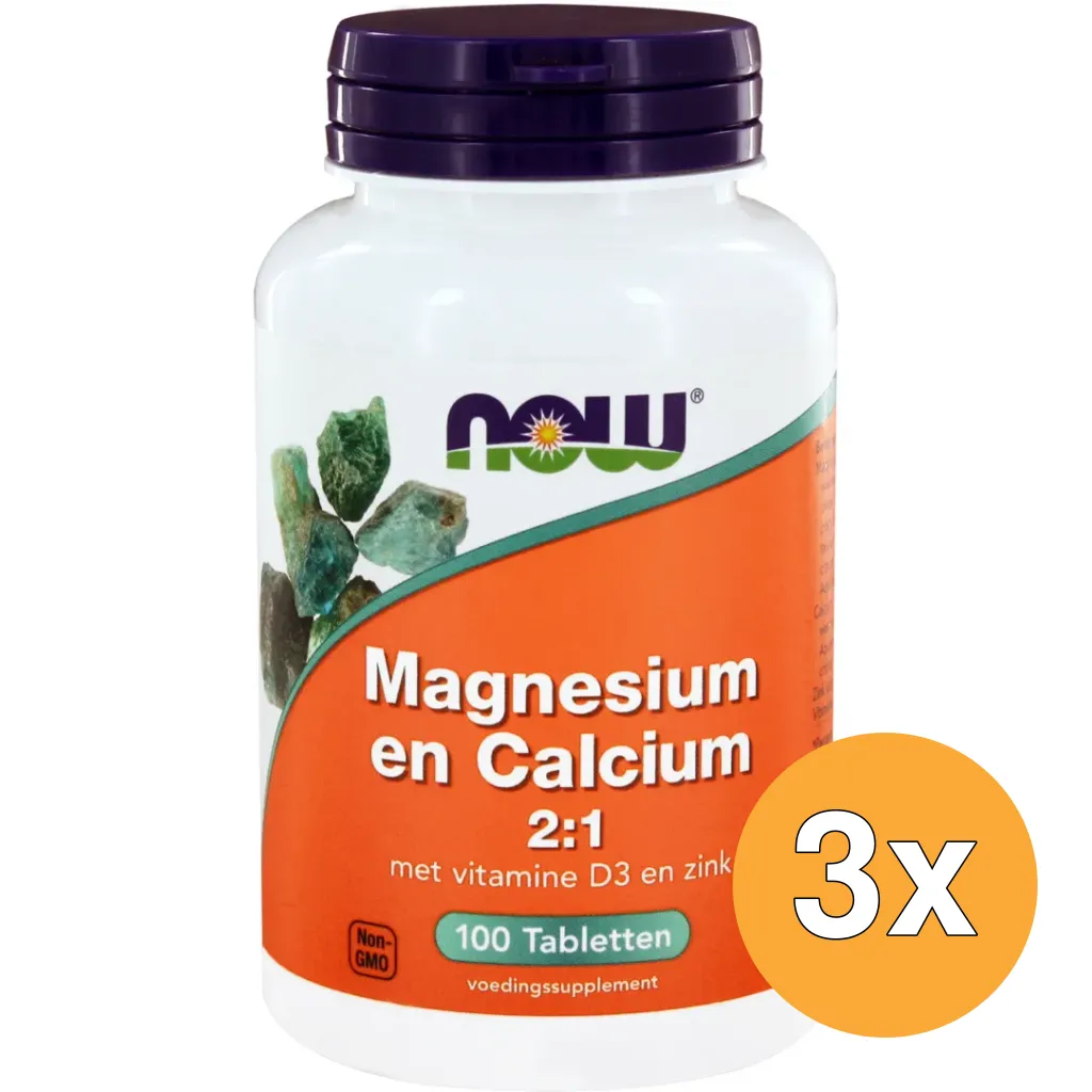 3x Now Magnesium & calcium 2:1 (100 tabletten)