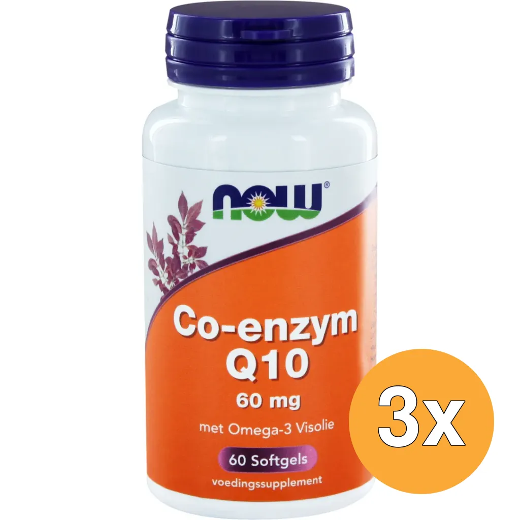 3x Now Co-Enzym Q10 60 Mg Met Omega-3 Visolie (60 Softgels)