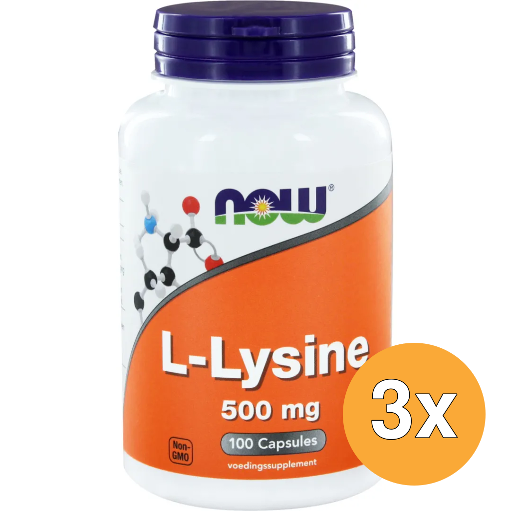 3x Now L-Lysine 500 mg (100 vega capsules)
