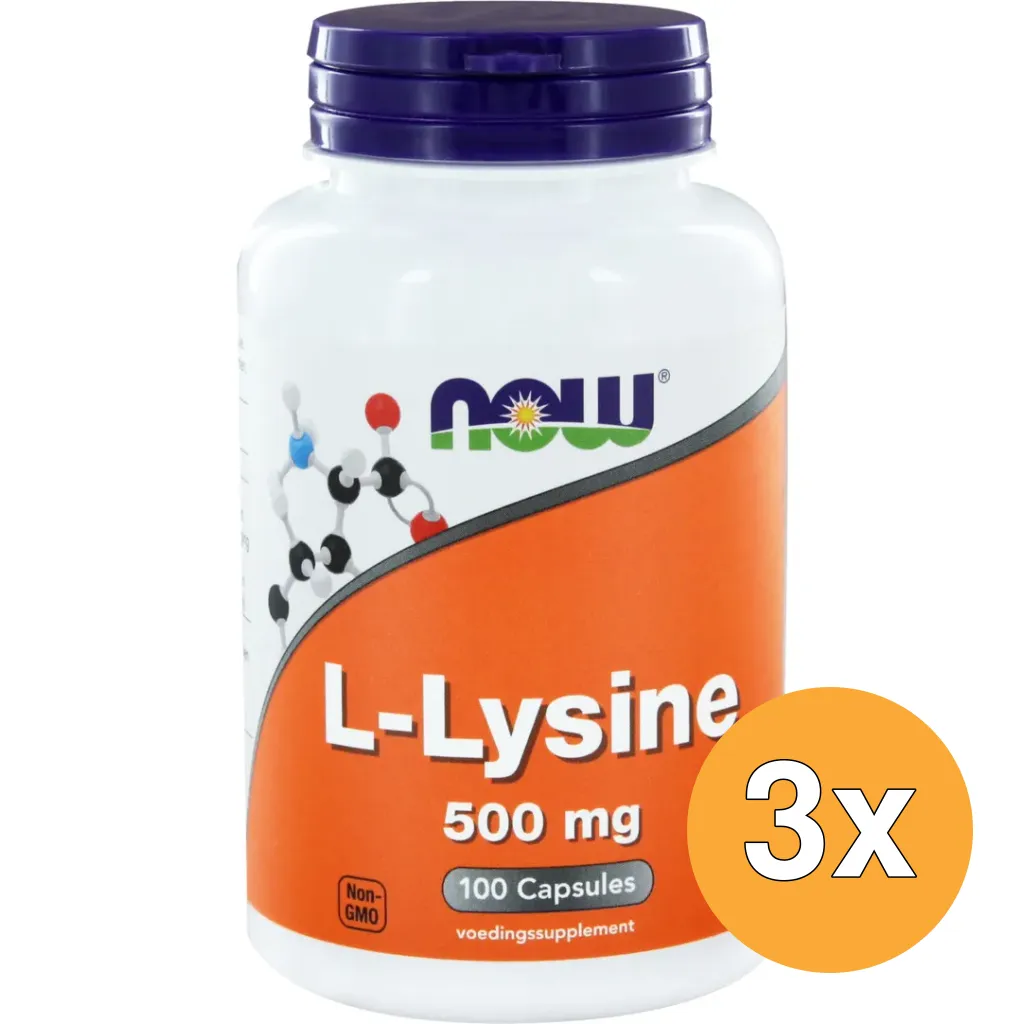 3x Now L-Lysine 500 mg (100 vega capsules)