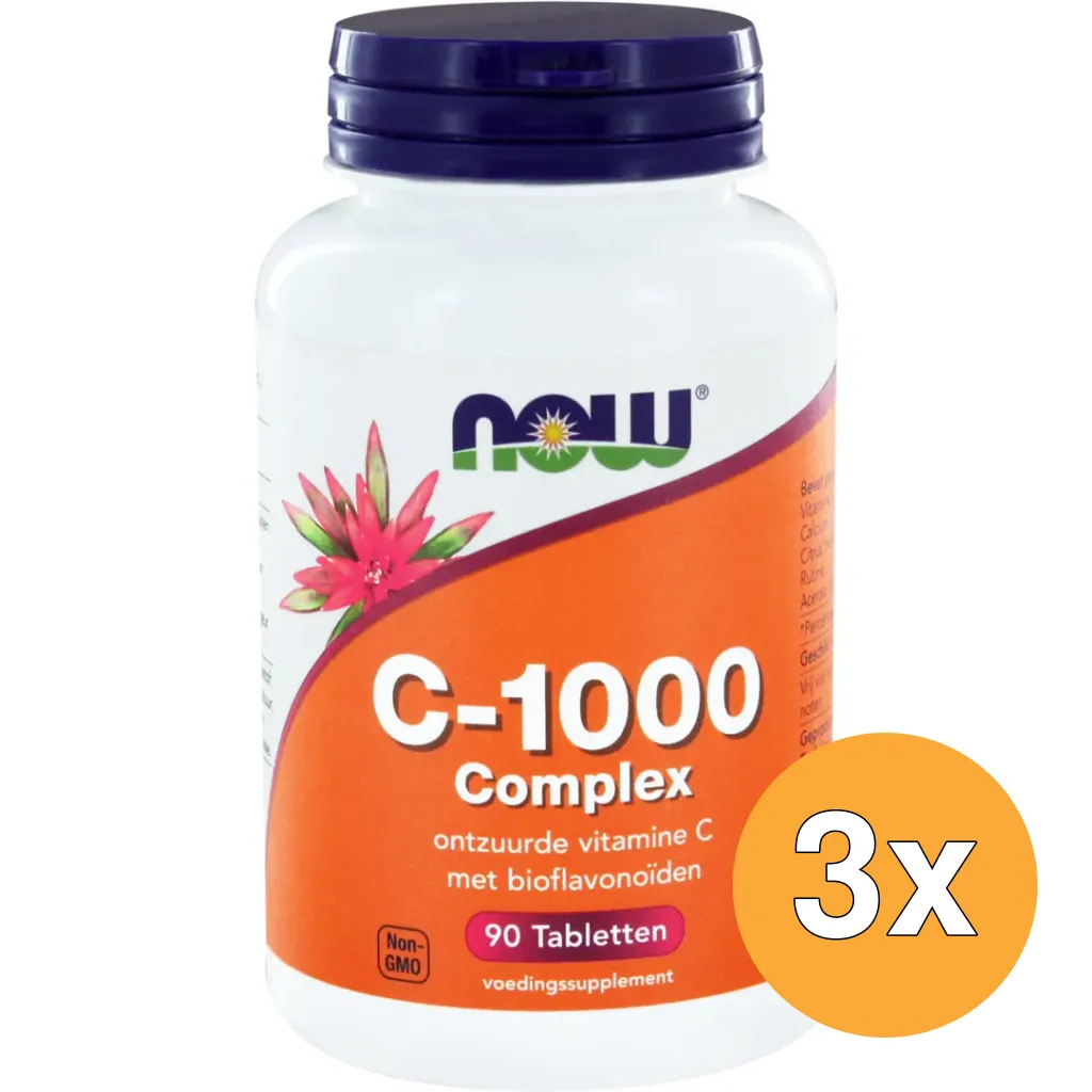 3x Now Vitamine C 1000 mg complex (90 tabletten)